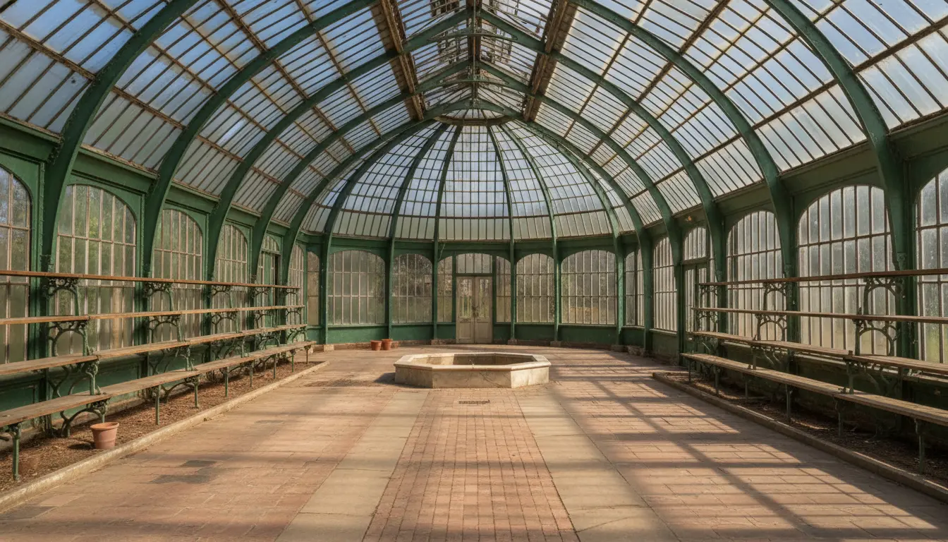 Empty greenhouse wedding venue before AI transformation