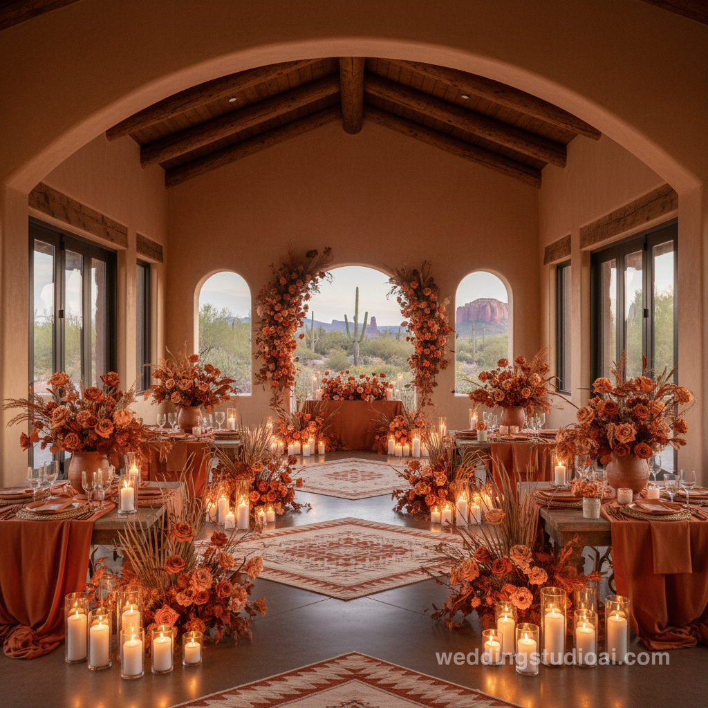 Terracotta Orange Arizona Desert Resort Wedding Ideas inspiration image