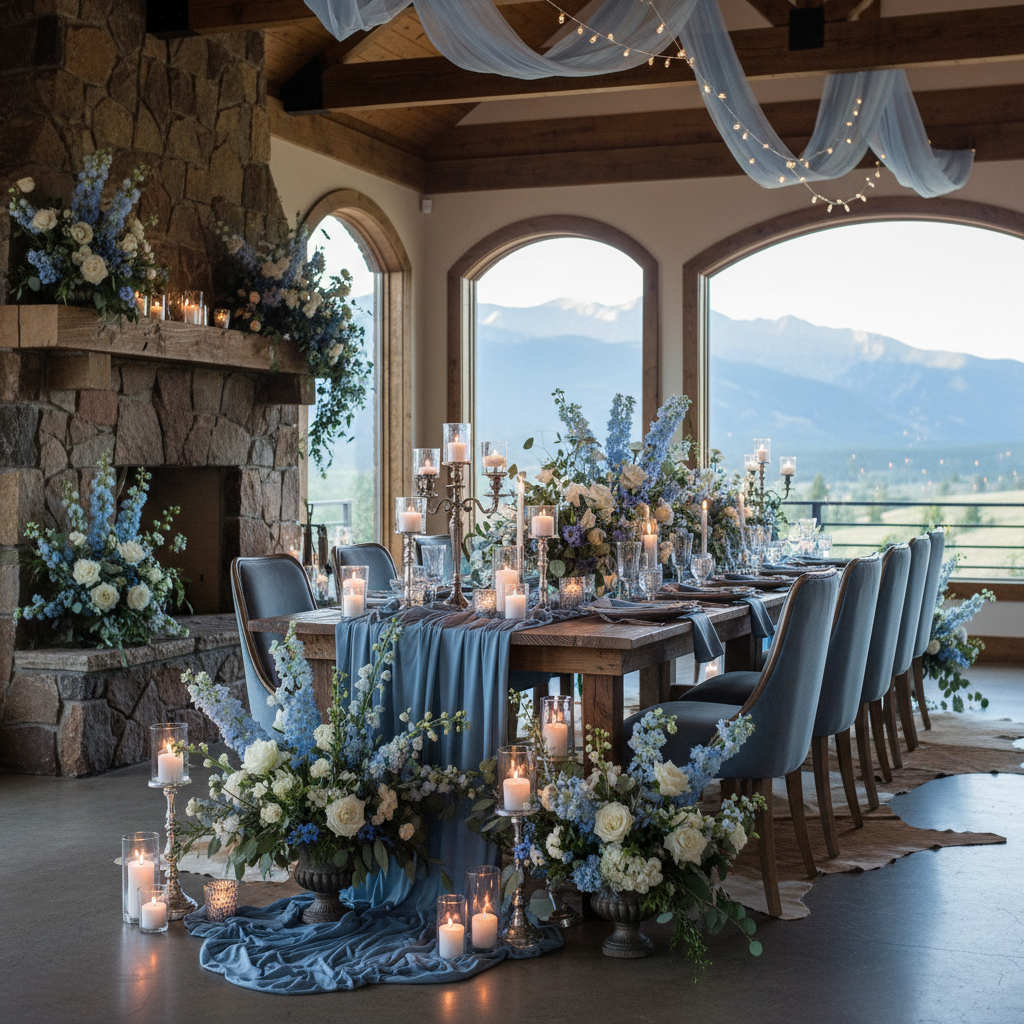 Dusty Blue Colorado Mountain Ranch Wedding Ideas inspiration image