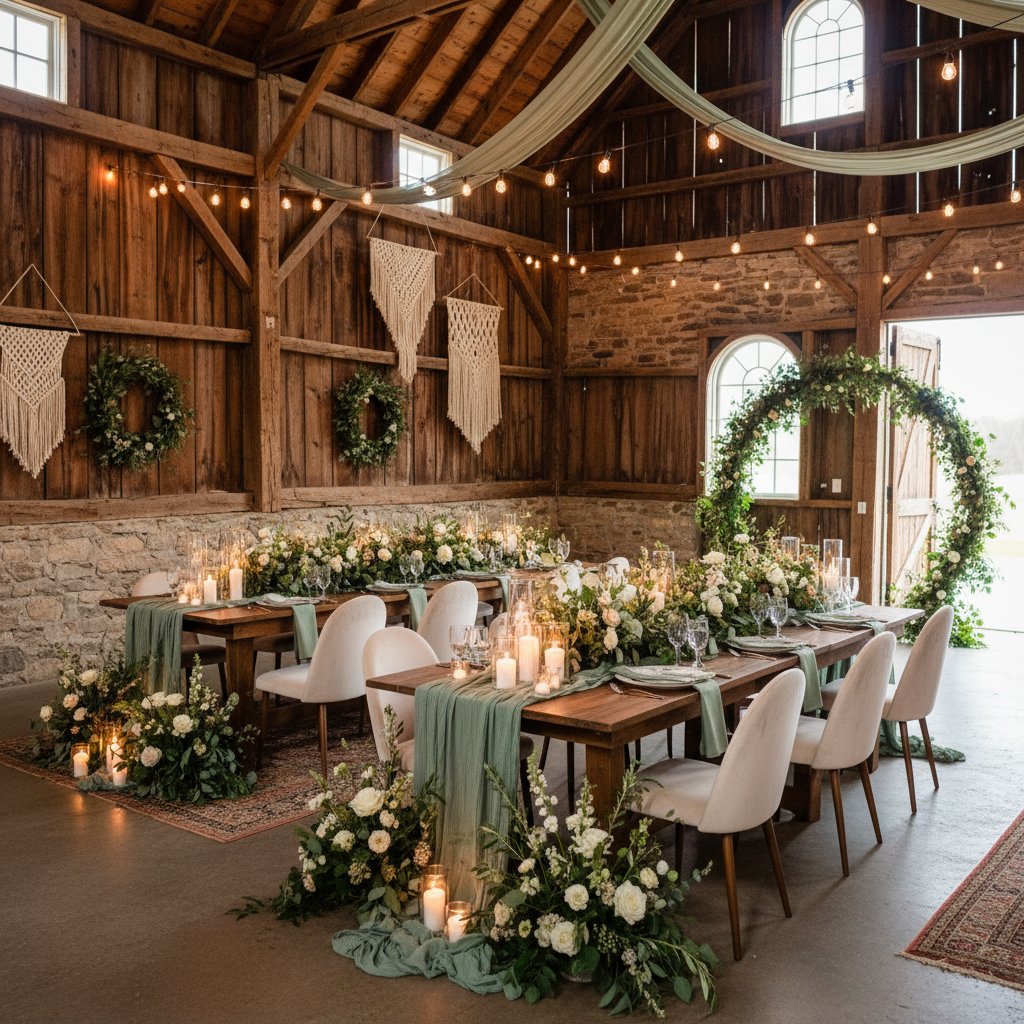 Rustic Sage Green Vermont, Usa Barn Wedding Ideas inspiration image