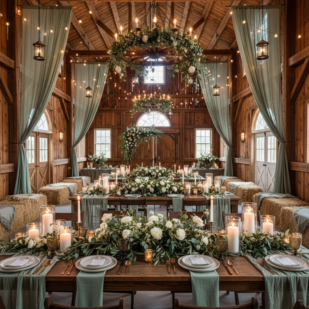 Rustic Sage Green Vermont Country Barn Wedding Ideas inspiration image