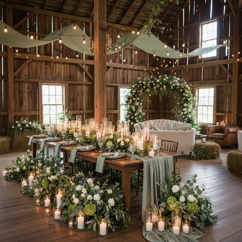 Sage Green Tennessee Country Barn Wedding Ideas inspiration image