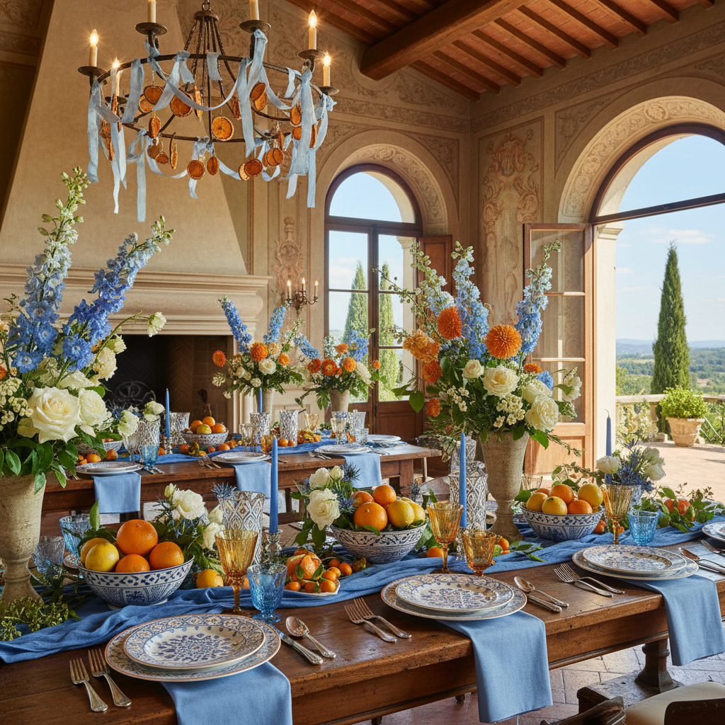 Blue And Orange Tuscany Villa Wedding Ideas inspiration image