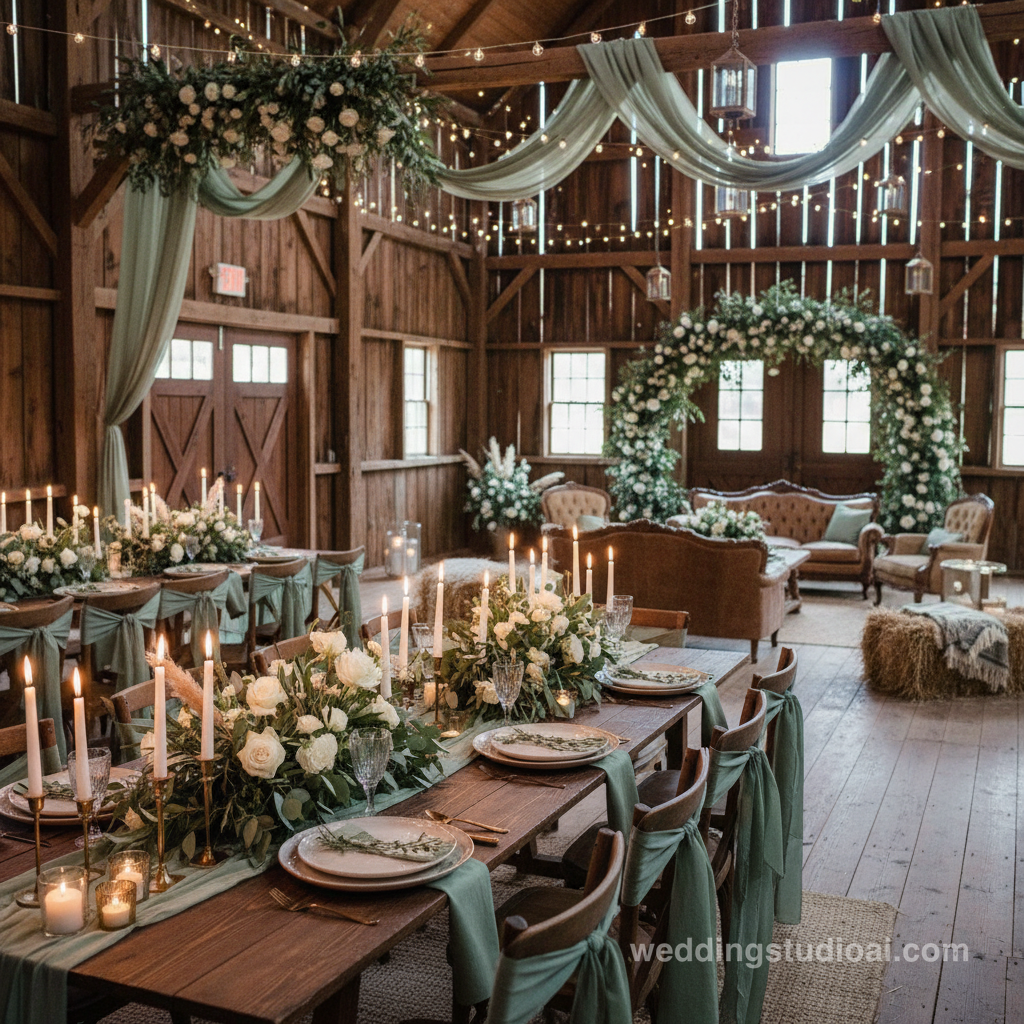 Sage Green Missouri Rustic Barn Wedding Ideas inspiration image