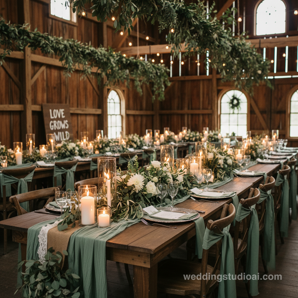 Sage Green Kentucky Country Barn Wedding Ideas inspiration image