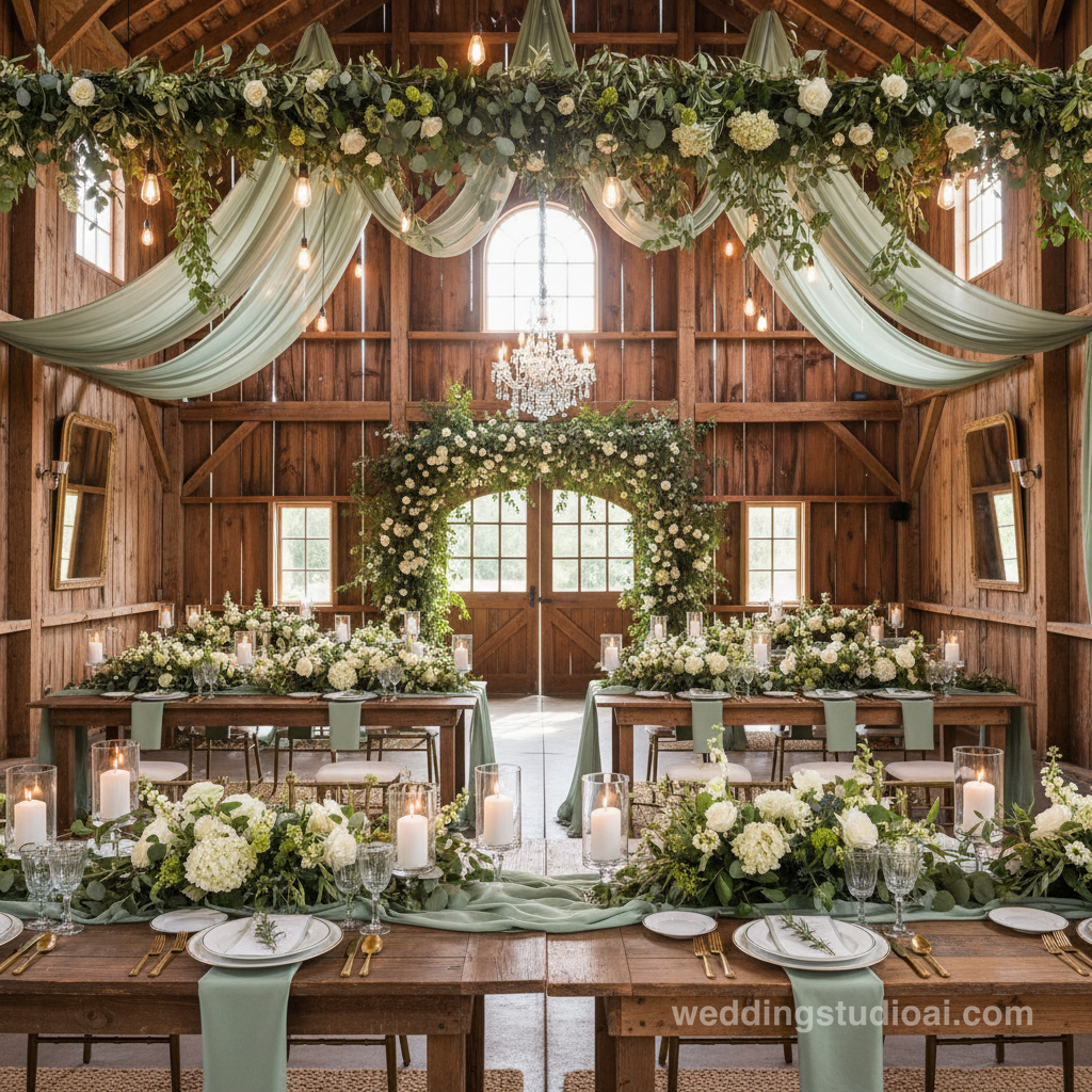 Sage Green Georgia Barn Wedding Ideas inspiration image
