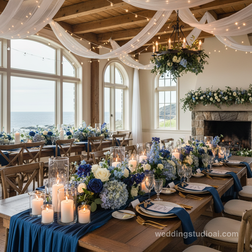 Navy Blue Maine Coastal Estate Wedding Ideas inspiration image