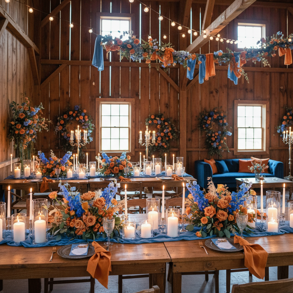 Blue And Orange Texas Barn Wedding Ideas inspiration image