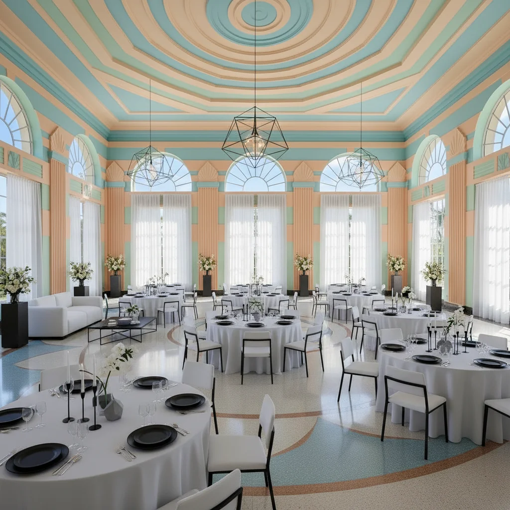 Minimalist wedding venue styling