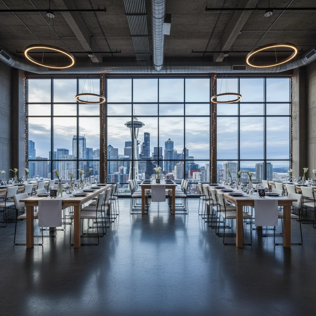 Minimalist loft wedding with single-stem florals and neutral tones