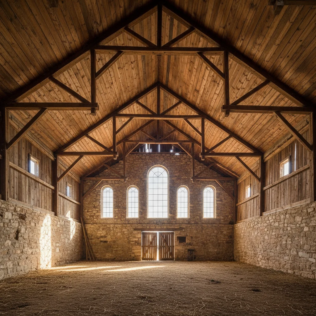 Wedding venue before AI transformation - empty rustic space