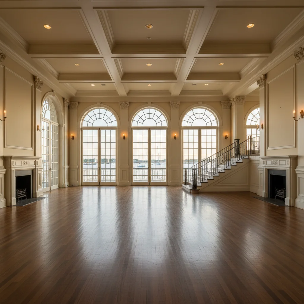 Wedding venue before AI transformation - empty red space