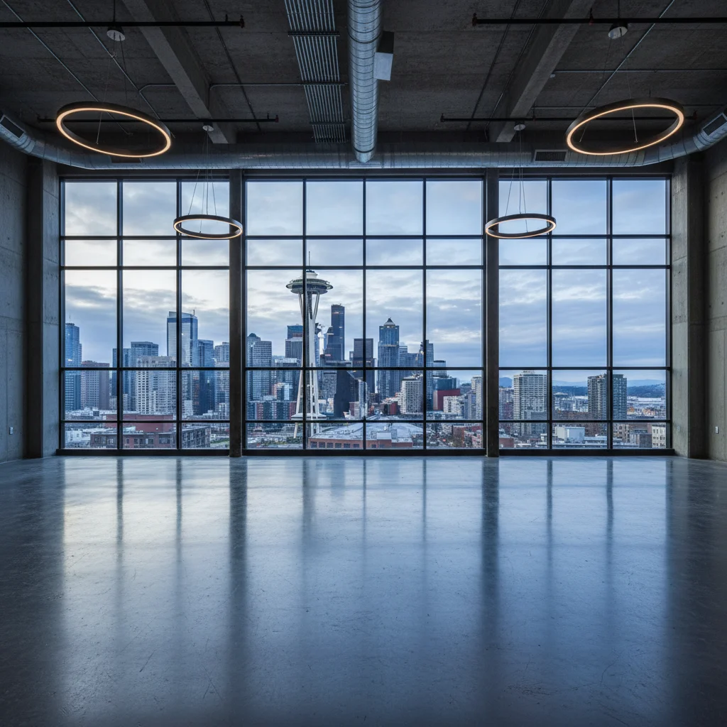 Wedding venue before AI transformation - empty industrial space